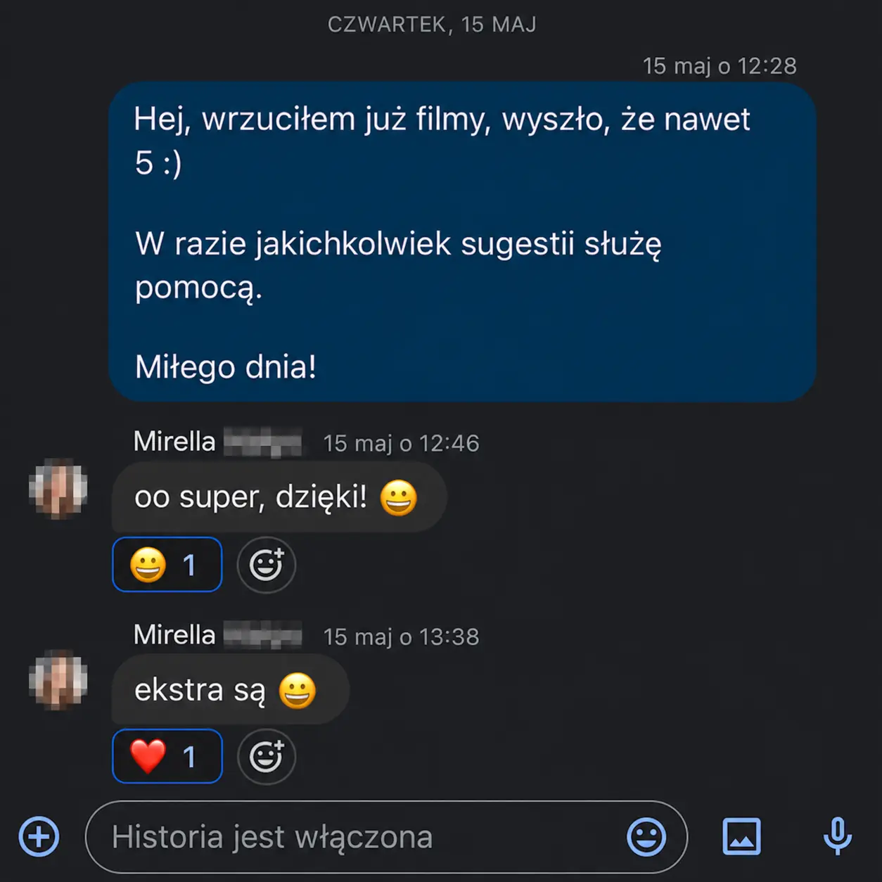 Wiadomość po współpracy — case 2